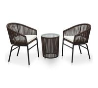 ""SALE 2026"" meuble d'extérieur arrière-cour, terrasse Brun - Ensemble de bistro 3 pcs avec coussins Rotin PE Marron PRO300308474