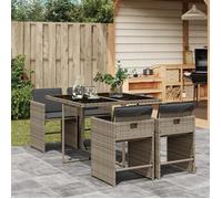 ""SALE 2026"" meuble d'extérieur arrière-cour, terrasse Gris - Ensemble à manger de jardin 5 pcs coussins gris résine tressée PRO4957