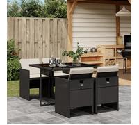 ""SALE 2026"" meuble d'extérieur arrière-cour, terrasse Noir - Ensemble à manger de jardin coussins 5pcs Noir Résine tressée PRO51713