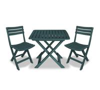 ""SALE 2026"" meuble d'extérieur arrière-cour, terrasse Vert - Ensemble de bistro pliable 3 pcs Plastique Vert PRO286961879