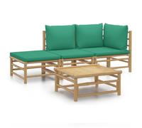 ""SALE 2026""Meuble d'Extérieur - canapés et Table d'Extérieure, Brun - Salon de jardin 4 pcs avec coussins vert bambou 30 Kg 249178