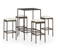""SALE 2026""Meuble d'Extérieur - Table et 4 Chaises, Brun - Ensemble de bar de jardin 5 pcs coussins Résine tressée Marron 30.8 Kg 50