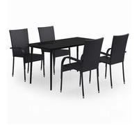 ""SALE 2026""Meuble d'Extérieur - Table et 4 Chaises, Noir - Ensemble à manger de jardin 5 pcs Noir 37.88 Kg 340489