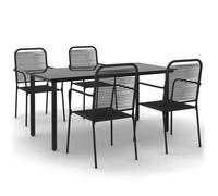 ""SALE 2026""Meuble d'Extérieur - Table et 4 Chaises, Noir - Ensemble à manger de jardin 5 pcs Noir Corde de coton et acier 39.92 Kg 7