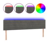 ""SALE 2026""Meuble Tête de lit,Hauteur réglable, Gris - Tête de lit robuste à LED Gris foncé 160x5x78/88cm Velours 9.35 Kg 834594