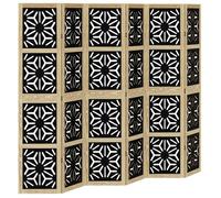 ""SALE 2026""Paravent Interieur Cadre stable Brun - Cloison de séparation 6 panneaux marron noir paulownia massif 16.45 Kg 654375