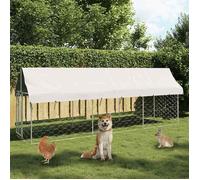 ""SALE 2026"" Parc pour chien Argent - Chenil extérieur avec toit 400x100x150cm PRO468577054