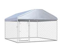 ""SALE 2026"" Parc pour chien Argent - Chenil extérieur avec toit pour chiens 200x200x135cm PRO376621178