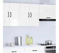 ""SALE 2026"" Placard suisine Blanc - Armoire murale de cuisine Kalmar blanc brillant bois ingénierie PRO754891281