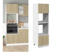 ""SALE 2026"" Placard suisine Brun - Meuble micro-ondes ""Lyon"" Chêne Sonoma 60x57x207cm - bois d'ingénierie PRO730837692