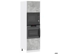 ""SALE 2026"" Placard suisine Gris - Meuble micro-ondes ""Lyon"" Gris béton 60x57x207cm - bois d'ingénierie PRO173889388