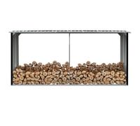 ""SALE 2026"" Portant de bois de chauffage Anthracite - Abri de stockage à bois Acier galvanisé 330x92x153cm Anthracite PRO807682620