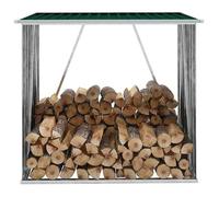 ""SALE 2026"" Portant de bois de chauffage Vert - Abri de stockage de bois Acier galvanisé 163x83x154cm Vert PRO585815769