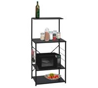 ""SALE 2026"" Range-ustensiles pour la cuisine Noir - Armoire à four à micro-ondes noir 60x39,6x123cm - bois ingénierie PRO858844362