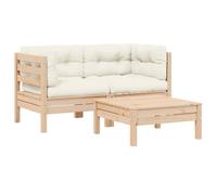 ""SALE 2026"" Siège DE JARDIN Crème - Salon de jardin 3 pcs avec coussins crème Bois de pin massif PRO153635288