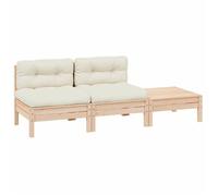 ""SALE 2026"" Siège DE JARDIN Crème - Salon de jardin 3 pcs avec coussins crème Bois de pin massif PRO897874116
