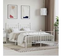 ""SALE 2026"" Stable Structure de lit double Blanc - Cadre de lit métal sans matelas et pied de lit blanc 140x5830
