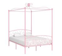 ""SALE 2026"" Stable Structure de lit double Rose - Cadre de lit à baldaquin sans matelas rose métal 120x200cm1850