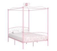 ""SALE 2026"" Stable Structure de lit double Rose - Cadre de lit à baldaquin sans matelas rose métal 140x200cm6268