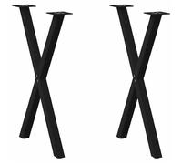 ""SALE 2026"" Support de table Noir - Pieds de table à manger en forme de X 2 pièces noir 57x(72-73)cm acier PRO471846000