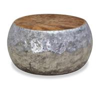 ""SALE 2026"" Table à café Argent - Table basse Aluminium Teck 60x60x30cm PRO776166404