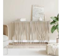 ""SALE 2026"" Table à café Argent - Table console argenté 110x30x70cm acier inoxydable et verre PRO241909270