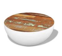 ""SALE 2026"" Table à café Blanche - Table basse Forme de bol Bois de récupération massif 60x60x30cm PRO554045872