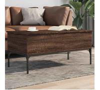 ""SALE 2026"" Table à café Brun - Table basse chêne marron 100x50x45cm - bois d'ingénierie et métal PRO489423618