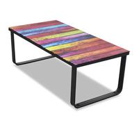 ""SALE 2026"" Table à café Multicolore - Table basse avec impression d'arc-en-ciel Dessus en verre PRO678059731