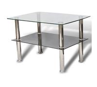 ""SALE 2026""Table de Canapé - Cabinet salon - conception simple Argent - Table basse avec 2 étagères Verre 9.2 Kg 400021