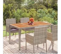 ""SALE 2026"" Table de jardin Gris - Table de jardin dessus en bois Gris 150x90x75cm Résine tressée PRO852975757