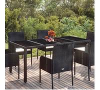 ""SALE 2026"" Table de jardin Noir - Table de jardin dessus en verre Noir 190x90x75cm Résine tressée PRO317877376