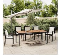""SALE 2026"" Table de jardin Noir - Table de jardin plateau en bois Noir Résine tressée bois massif PRO982005492