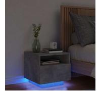 ""SALE 2026"" Table de nuit Gris - Table de chevet avec lumières LED gris béton 40x39x37cm PRO731179078