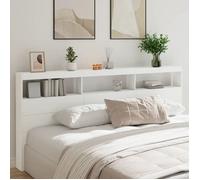 ""SALE 2026"" Tête de lit Blanc - Armoire tête de lit avec LED blanc 220x17x102cm PRO971236318