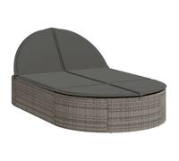""SALE 2026""Transat de soleil/plage - Chaise longue double avec coussins gris - Résine tressée,110x200x30/48/66/78cm 22.8 Kg 9613529