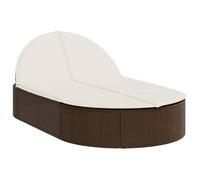 ""SALE 2026""Transat de soleil/plage - Chaise longue double avec coussins marron - Résine tressée,110x200x30/48/66/78cm 22.8 Kg 473355