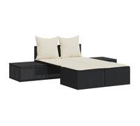 ""SALE 2026""Transat de soleil/plage - Chaise longue double avec coussins noir - Résine tressée,104x162x30cm 27.6 Kg 7979909