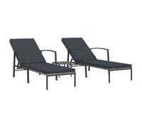 ""SALE 2026""Transat de soleil/plage Gris - Chaises longues lot de avec table Résine tressée Gris,30x30x31cm 21.7 Kg 315510