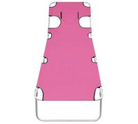 ""SALE 2026""Transat de soleil/plage Rose - Chaise longue pliable avec coussin de tête Acier Rose magento,189x58x27cm 4.8 Kg 674796
