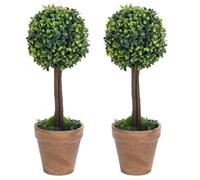 ""SALE 2026"" Vert - Plantes de buis artificiel 2 pcs avec pots Boule Vert 33cm PRO652055639