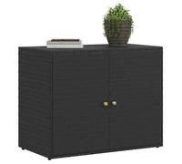 ""SALE d'hiver"" Armoire de rangement - BURKE - Meuble haute - pour jardin - Noir 100x55,5x80 cm Résine tressée AA156