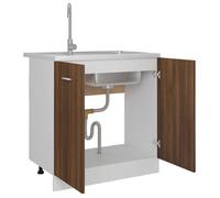 ""SALE d'hiver"" Armoire sous évier - mango - Meuble cuisine - ""Lyon"" Chêne brun 80 x 46 x 81,5 cm Bois d'ingénierie EU1154