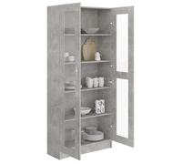 ""SALE d'hiver"" Bibliothèque moderne, Jill's, Armoire à vitrine, Gris béton 82,5x30,5x185,5 cm, Bois ingénierie BB97