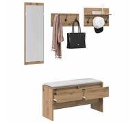 ""SALE d'hiver"" Ensemble de meubles d'entrée - SOLOMON - Banc de salon - 4 pcs Chêne noir 90 x 31 x 46.5 cm - bb14