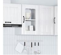 ""SALE d'hiver"" Placard murale cuisine - mango - Armoire Suspendue - avec porte en verre - Lucca blanc brillant EU648