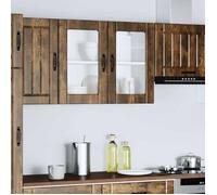 ""SALE d'hiver"" Placard murale cuisine - mango - Armoire Suspendue - avec porte vitrée - ""Lucca"" Chêne fumé Bois d'ingénierie EU720