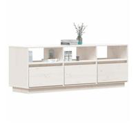 ""SALE Janvier"" MODERNE Cabinet TV - MGH - MEUBLE TV/HIFI - Avec rangement - Blanc 140x37x50 cm - Bois de pin massif TT735