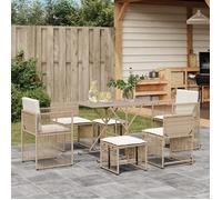 ""Sale juillet""Ensemble à manger de jardin et coussins - vidaXL - poly rotin - beige - 7 pièces - 104 x 56 x 72 cm pcn31w