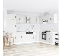 SALE Meuble de cuisine - Meuble Colonne Meuble Haut de cuisne ELEMENTS Cuisine - ""Lucca"" avec double évier en bois blanc @EU(83876)